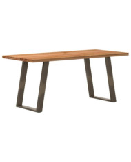 Table à manger marron clair bois de chêne massif rectangulaire | Mobilier & Déco
