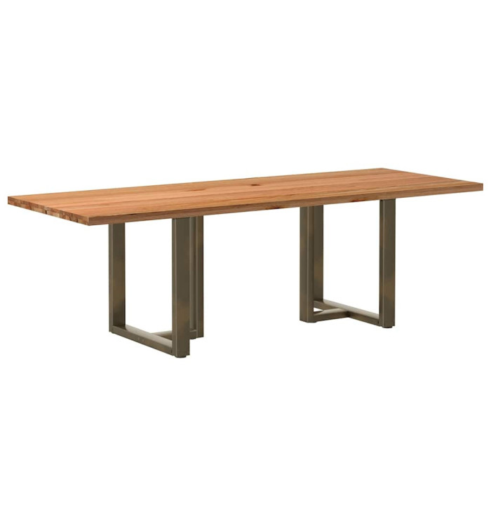 Table à manger marron clair bois de chêne massif rectangulaire | Mobilier & Déco