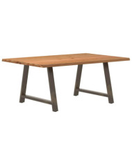 Table à manger avec bord naturel 180x100x74cm bois massif chêne | Mobilier & Déco