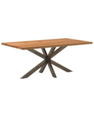 Table à manger marron clair bois de chêne massif rectangulaire | Mobilier & Déco