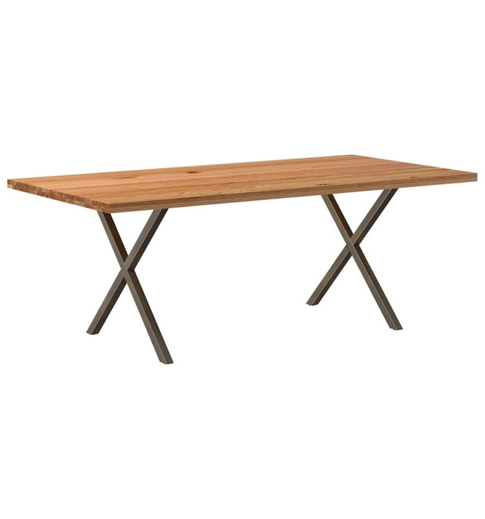 Table à manger marron clair bois de chêne massif rectangulaire | Mobilier & Déco