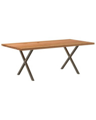 Table à manger marron clair bois de chêne massif rectangulaire | Mobilier & Déco