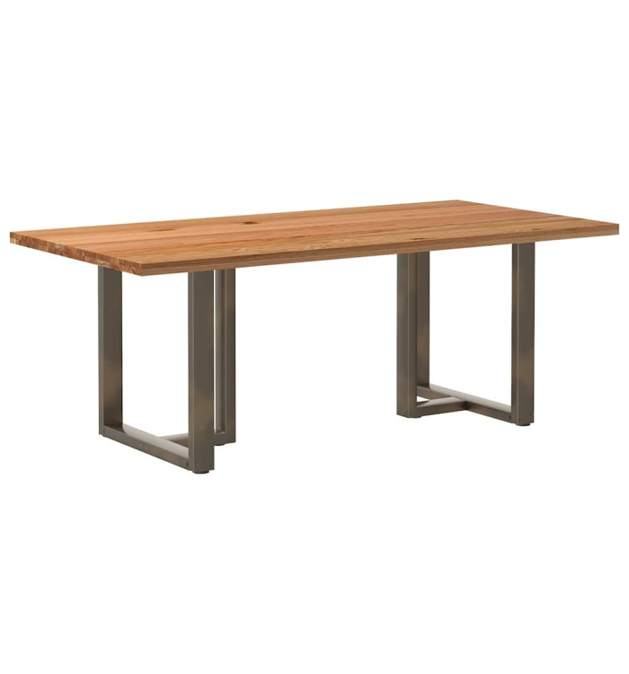 Table à manger marron clair bois de chêne massif rectangulaire | Mobilier & Déco