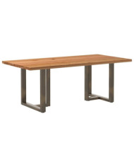 Table à manger marron clair bois de chêne massif rectangulaire | Mobilier & Déco