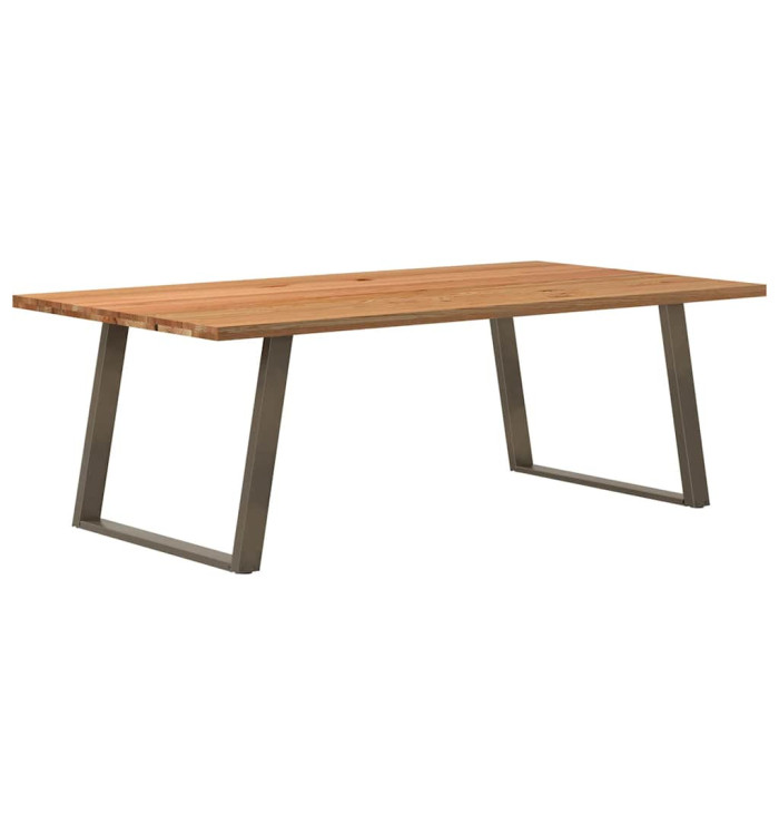 Table à manger marron clair bois de chêne massif rectangulaire | Mobilier & Déco