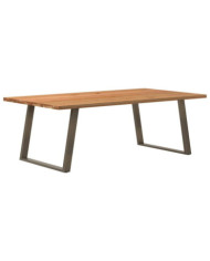 Table à manger marron clair bois de chêne massif rectangulaire | Mobilier & Déco