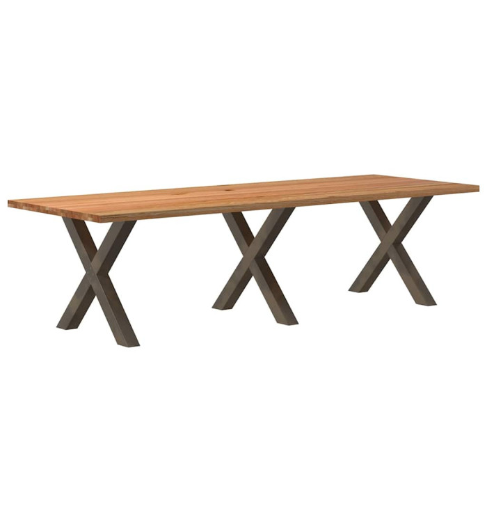 Table à manger marron clair bois de chêne massif rectangulaire | Mobilier & Déco