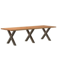 Table à manger marron clair bois de chêne massif rectangulaire | Mobilier & Déco