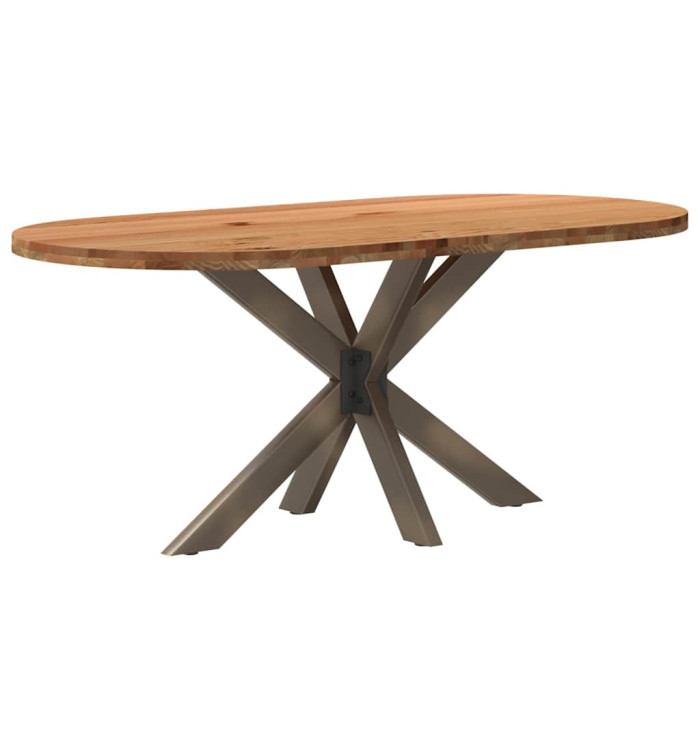 Table à manger marron clair bois de chêne massif ovale | Mobilier & Déco
