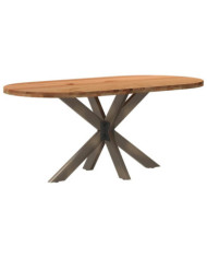 Table à manger marron clair bois de chêne massif ovale | Mobilier & Déco