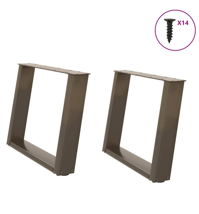 Pieds de table basse forme de U 2pcs acier naturel 60x(42-43)cm | Mobilier & Déco