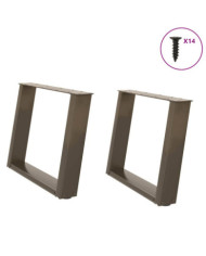 Pieds de table basse forme de U 2pcs acier naturel 60x(42-43)cm | Mobilier & Déco