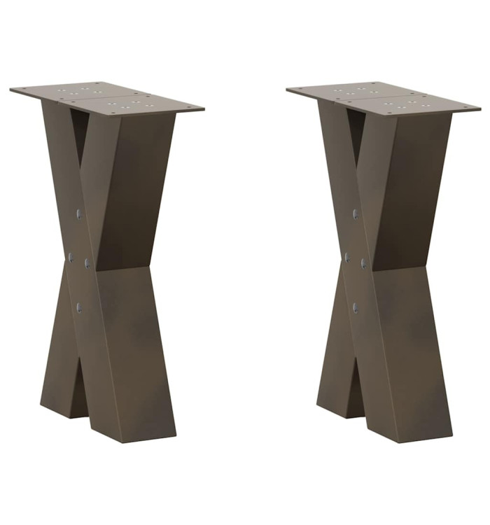 Pieds de table basse forme de X 2pcs acier naturel 28x(42-43)cm | Mobilier & Déco