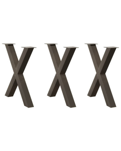 Pieds de table à manger forme de X 3 pcs 70x(72-73) cm acier | Mobilier & Déco