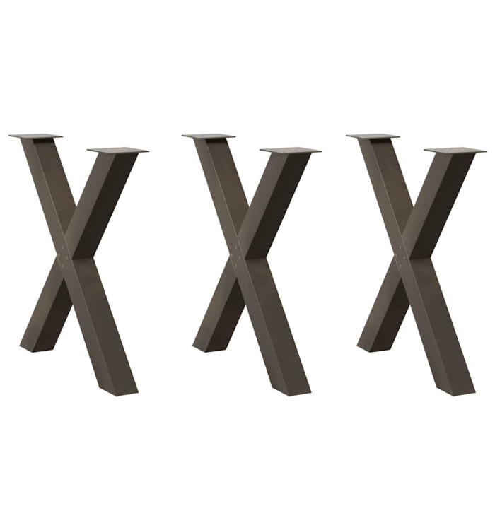 Pieds de table à manger forme de X 3 pcs 70x(72-73) cm acier | Mobilier & Déco