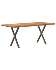 Table à manger marron clair bois de chêne massif rectangulaire | Mobilier & Déco
