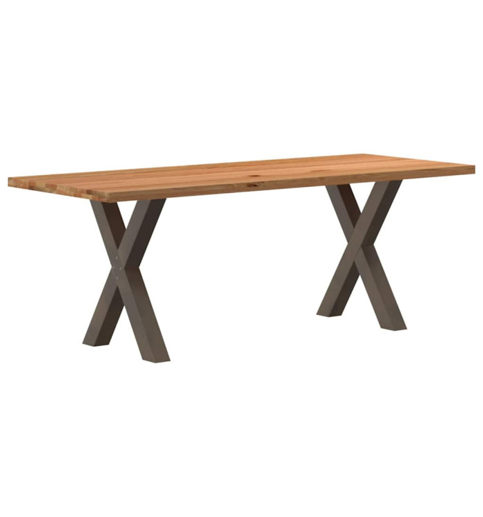 Table à manger marron clair bois de chêne massif rectangulaire | Mobilier & Déco