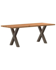 Table à manger marron clair bois de chêne massif rectangulaire | Mobilier & Déco