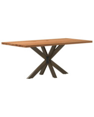 Table à manger marron clair bois de chêne massif rectangulaire | Mobilier & Déco