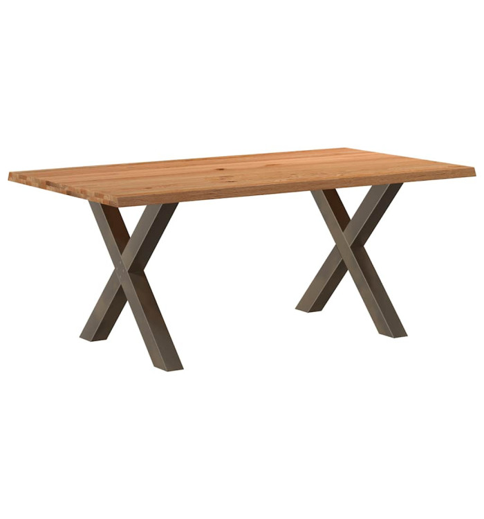 Table à manger marron clair bois de chêne massif rectangulaire | Mobilier & Déco