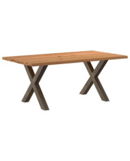 Table à manger marron clair bois de chêne massif rectangulaire | Mobilier & Déco
