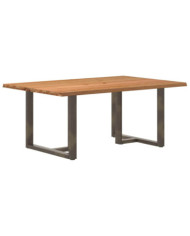 Table à manger avec bord naturel 180x100x74cm bois massif chêne | Mobilier & Déco