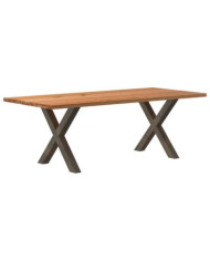 Table à manger marron clair bois de chêne massif rectangulaire | Mobilier & Déco