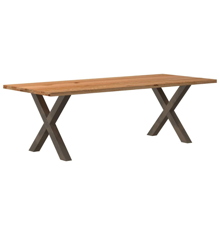 Table à manger marron clair bois de chêne massif rectangulaire | Mobilier & Déco