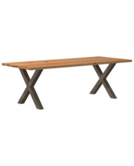 Table à manger marron clair bois de chêne massif rectangulaire | Mobilier & Déco