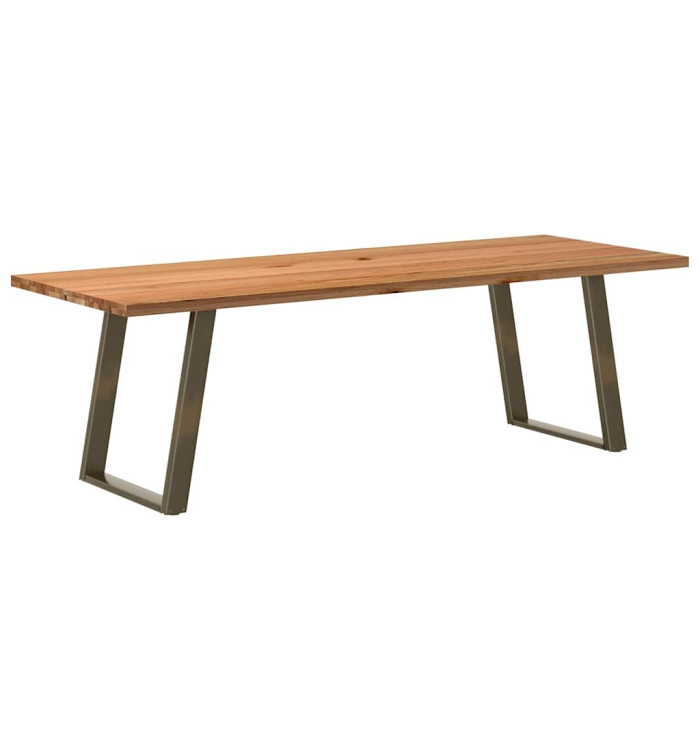 Table à manger marron clair bois de chêne massif rectangulaire | Mobilier & Déco