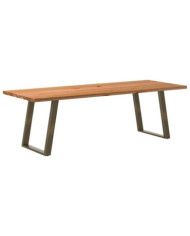 Table à manger marron clair bois de chêne massif rectangulaire | Mobilier & Déco