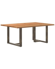 Table à manger marron clair bois de chêne massif rectangulaire | Mobilier & Déco