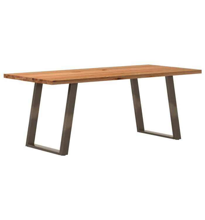 Table à manger marron clair bois de chêne massif rectangulaire | Mobilier & Déco
