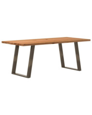 Table à manger marron clair bois de chêne massif rectangulaire | Mobilier & Déco