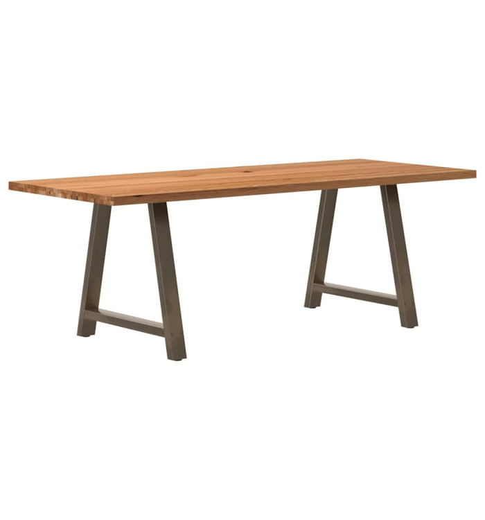 Table à manger marron clair bois de chêne massif rectangulaire | Mobilier & Déco