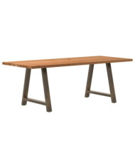 Table à manger marron clair bois de chêne massif rectangulaire | Mobilier & Déco