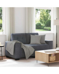 Canapé causeuse gris foncé 120 cm velours | Mobilier & Déco