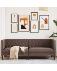 Canapé à 3 places Chesterfield marron similicuir | Mobilier & Déco