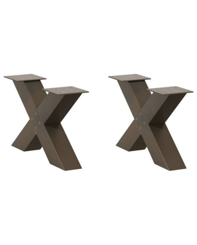 Pieds de table basse forme de X 2pcs acier naturel 50x(30-31)cm | Mobilier & Déco