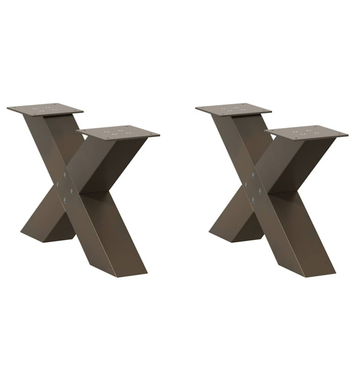Pieds de table basse forme de X 2pcs acier naturel 50x(30-31)cm | Mobilier & Déco