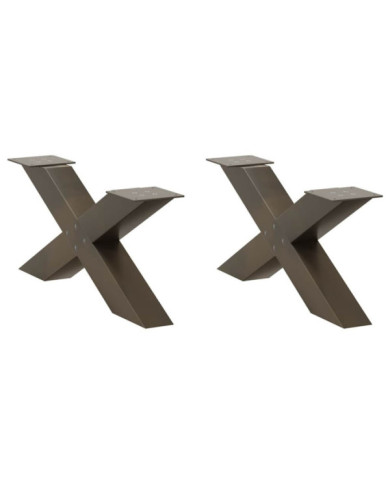 Pieds de table basse forme de X 2pcs acier naturel 70x(30-31)cm | Mobilier & Déco