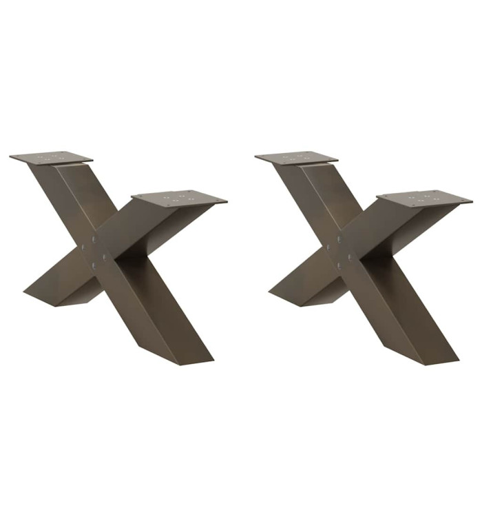 Pieds de table basse forme de X 2pcs acier naturel 70x(30-31)cm | Mobilier & Déco