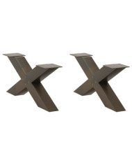 Pieds de table basse forme de X 2pcs acier naturel 70x(30-31)cm | Mobilier & Déco