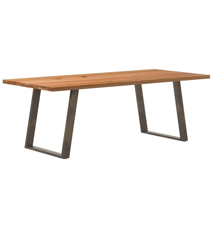 Table à manger marron clair bois de chêne massif rectangulaire | Mobilier & Déco