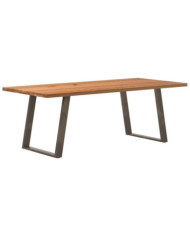 Table à manger marron clair bois de chêne massif rectangulaire | Mobilier & Déco