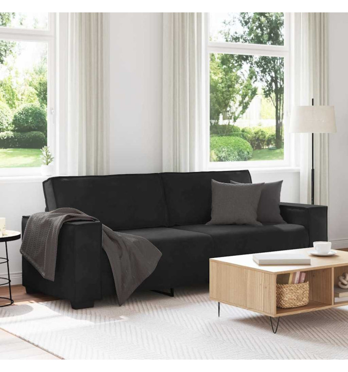 Canapé à 3 places Noir 180 cm Velours | Mobilier & Déco