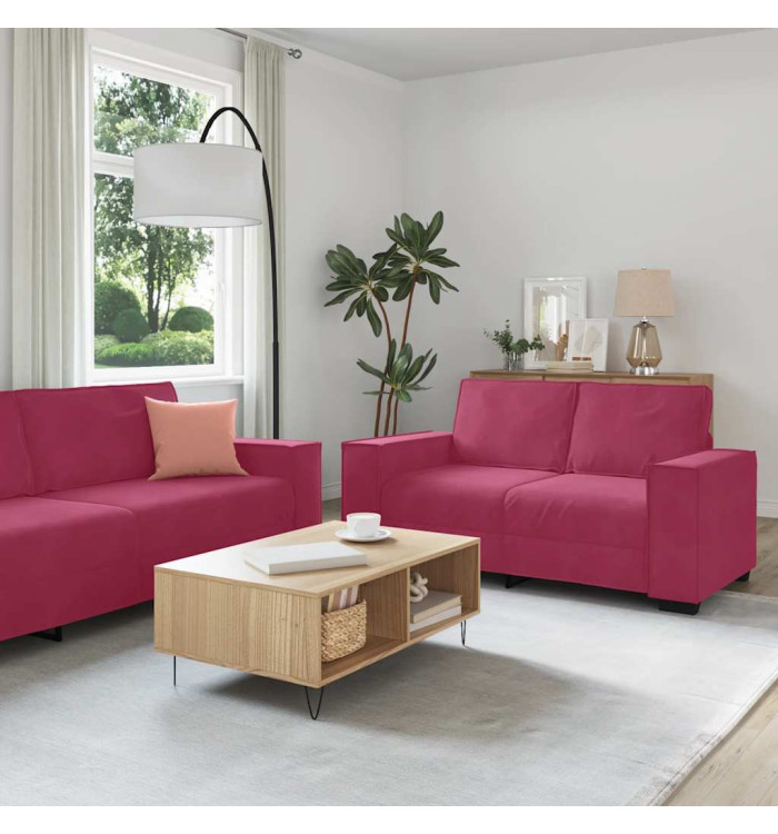 Ensemble de canapés 3 pcs avec coussins Rouge bordeaux Velours | Mobilier & Déco