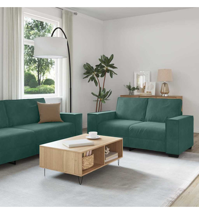 Ensemble de canapés 3 pcs avec coussins Vert foncé Velours | Mobilier & Déco