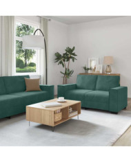 Ensemble de canapés 3 pcs avec coussins Vert foncé Velours | Mobilier & Déco