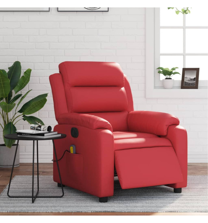 Fauteuil de massage inclinable électrique rouge similicuir | Mobilier & Déco